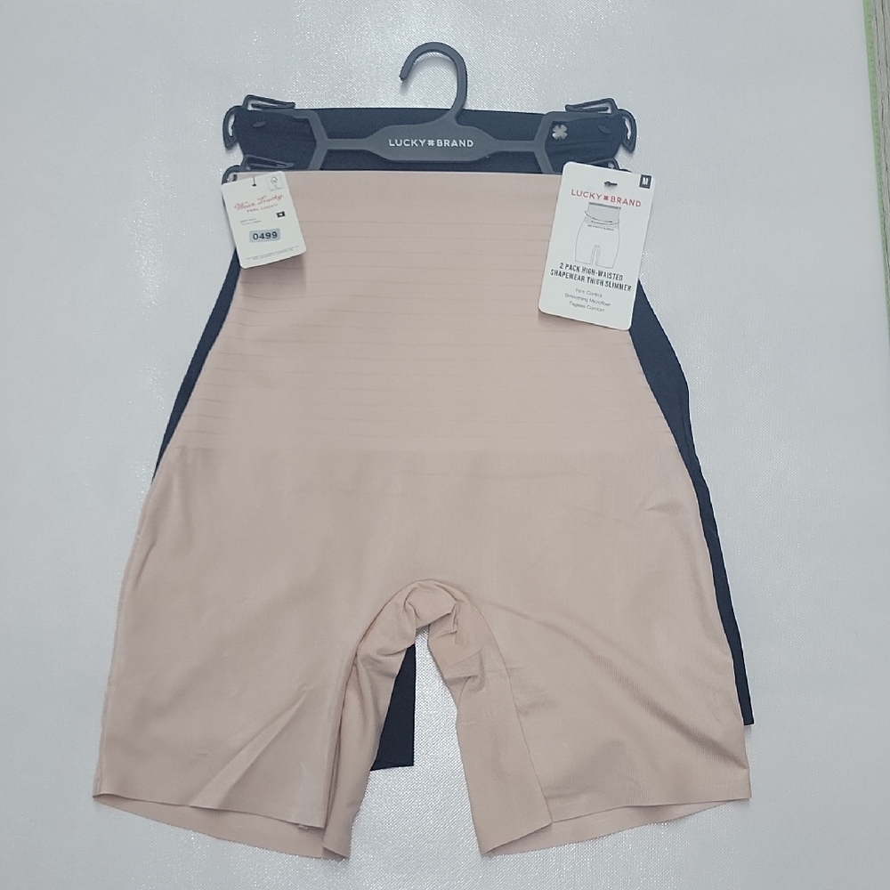 Lucky Brand High-Waisted Shapewear Shorts - Nude and Black